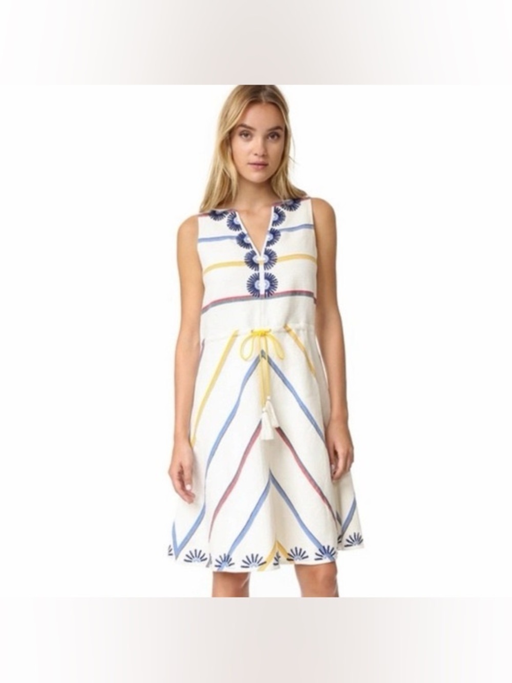 TORY BURCH Blaine Dress Linen Dress with Waist Tie Size 0